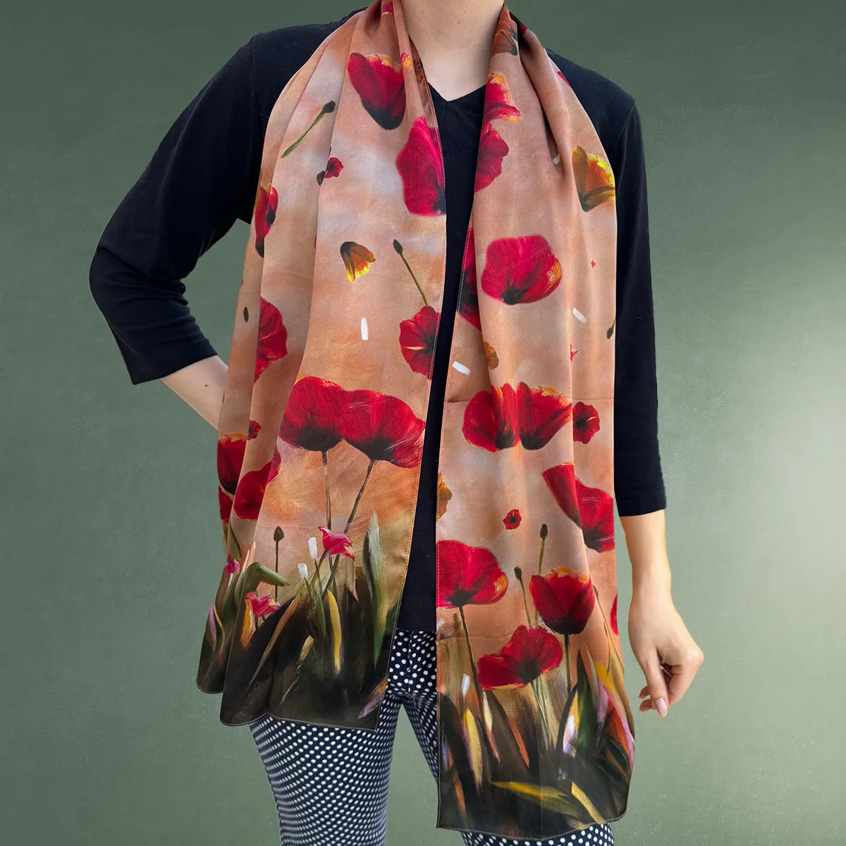 Poppies- 100% Silk Scarf