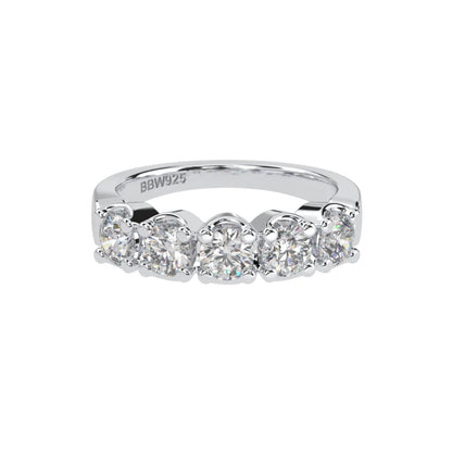 Sterling Silver Round 4mm Couture Half Eternity Ring Band by Bling