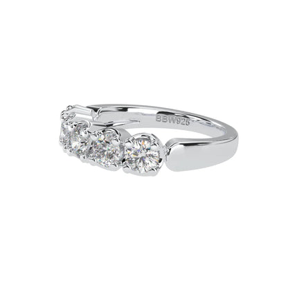 Sterling Silver Round 4mm Couture Half Eternity Ring Band by Bling