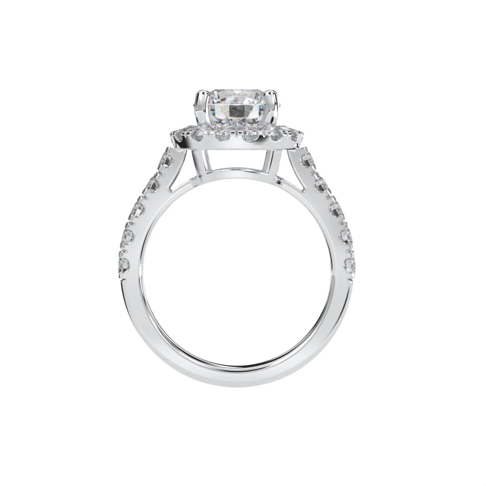 Sterling Silver Couture 8mm Round Center Halo Ring by Bling