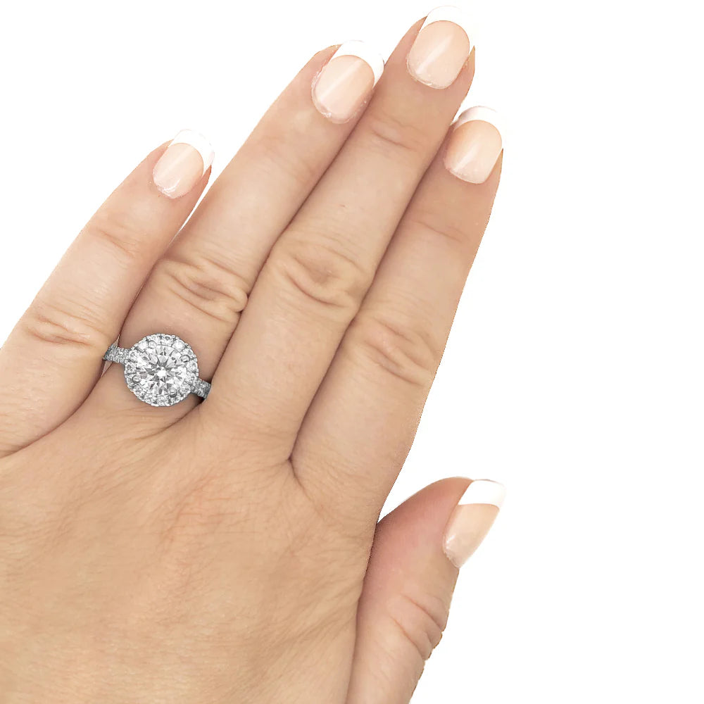 Sterling Silver Couture 8mm Round Center Halo Ring by Bling