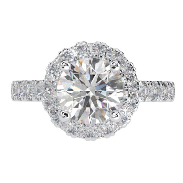 Sterling Silver Couture 8mm Round Center Halo Ring by Bling