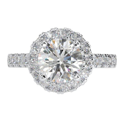 Sterling Silver Couture 8mm Round Center Halo Ring by Bling