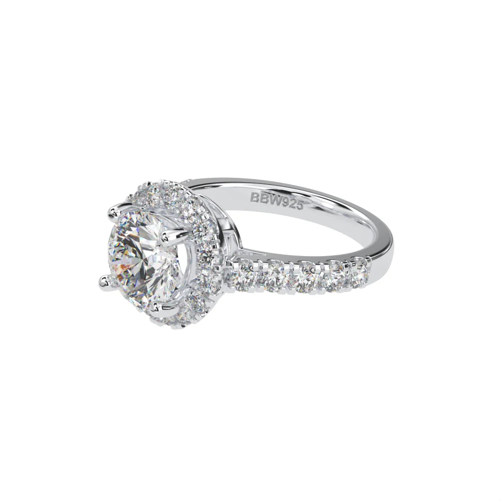 Sterling Silver Couture 8mm Round Center Halo Ring by Bling