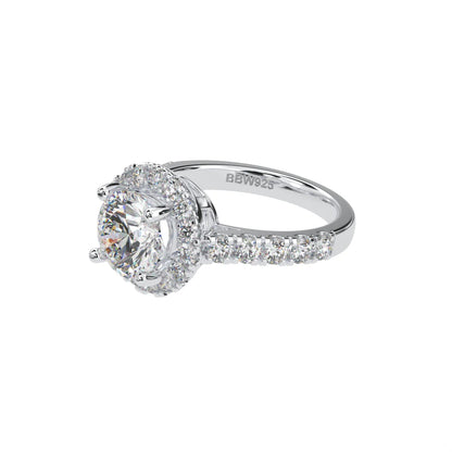 Sterling Silver Couture 8mm Round Center Halo Ring by Bling