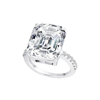 Sterling Silver Clear Asscher/Emerald-Cut Aspen Ring-Bling by Wilkening Invented Cut