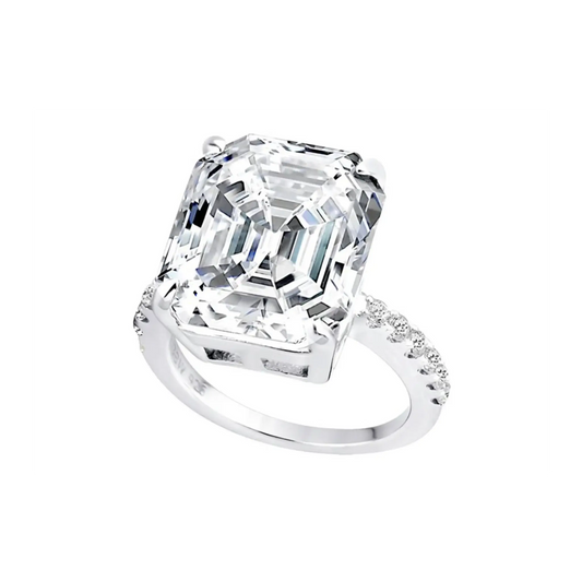 Sterling Silver Clear Asscher/Emerald-Cut Aspen Ring-Bling by Wilkening Invented Cut
