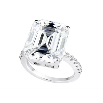 Sterling Silver Clear Emerald Cut St. Moritz Ring by Bling