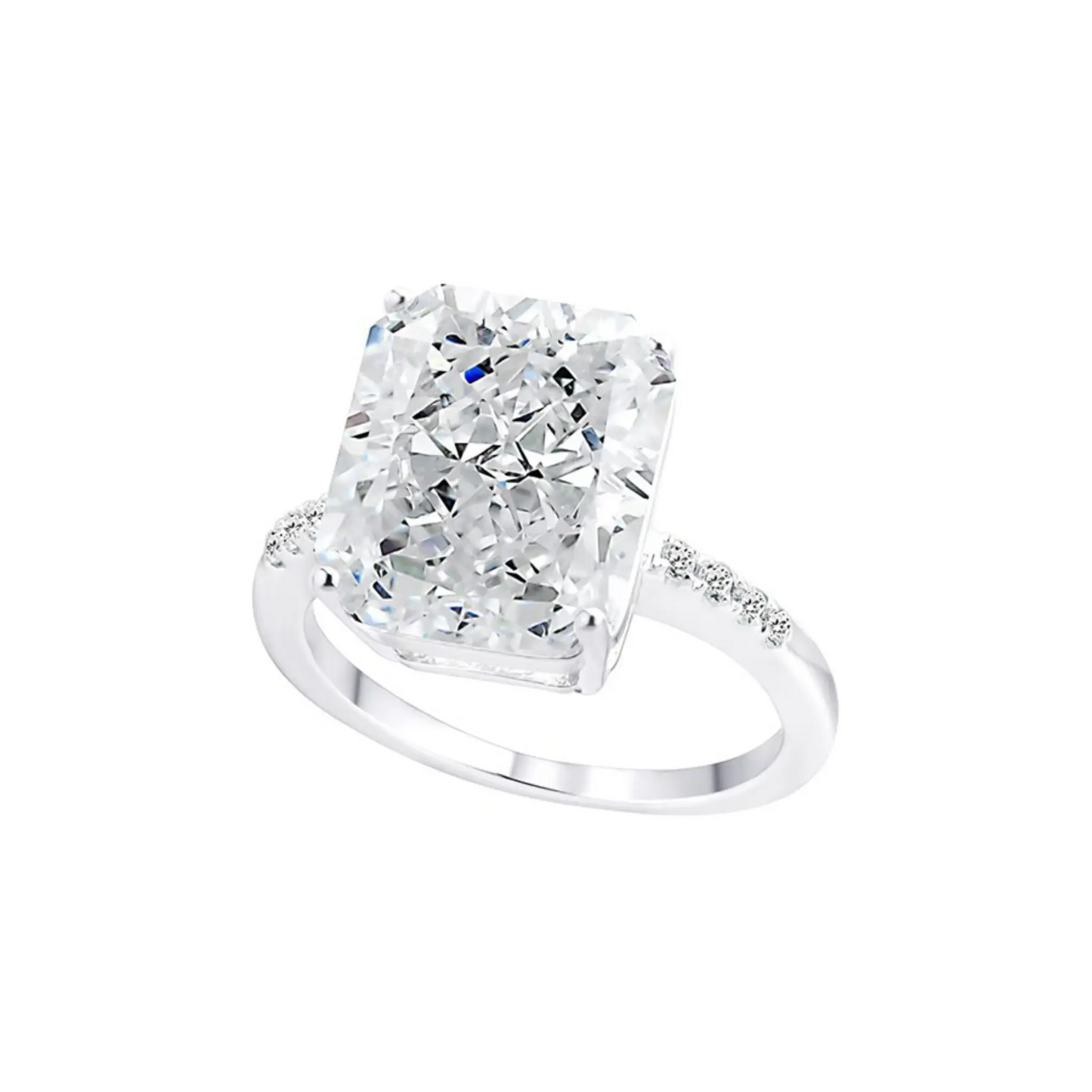 Sterling Silver Clear Rectangular Crushed Ice Cut Sedona Ring
