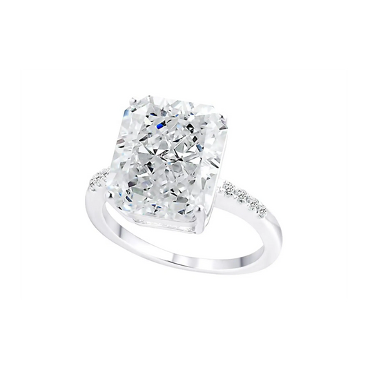 Sterling Silver Clear Rectangular Crushed Ice Cut Sedona Ring