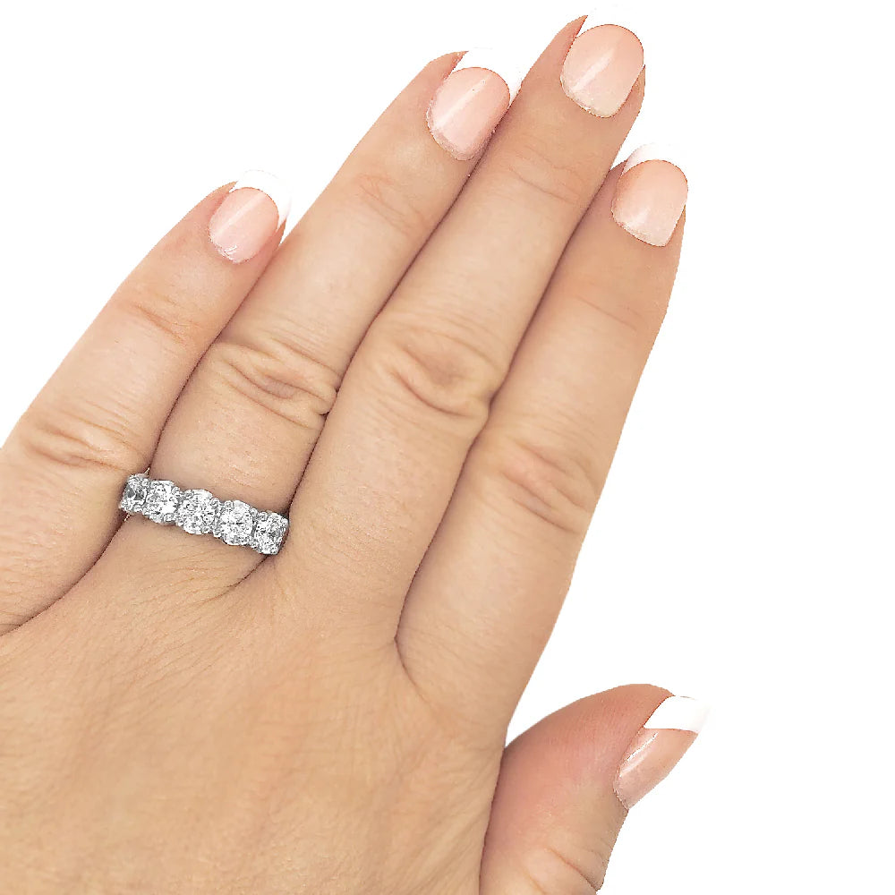 Sterling Silver Round 4mm Couture Half Eternity Ring Band by Bling