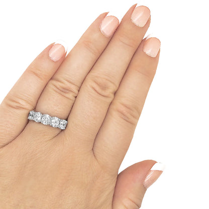 Sterling Silver Round 4mm Couture Half Eternity Ring Band by Bling