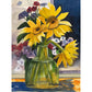 Sunflowers in Green Glass- Matted Print