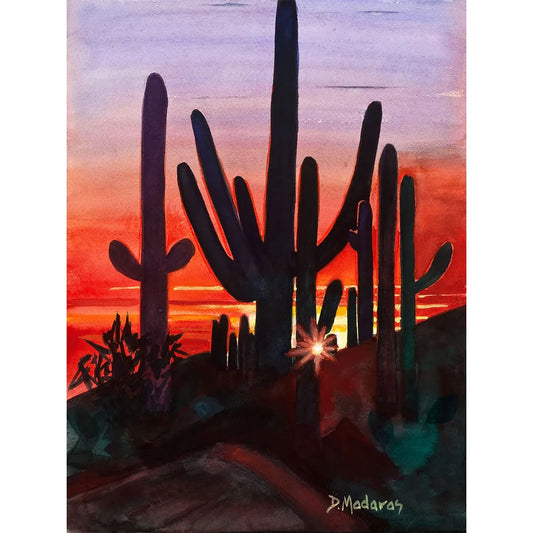Framed Watercolor Print 16x20"- Sunset at Dove Mountain