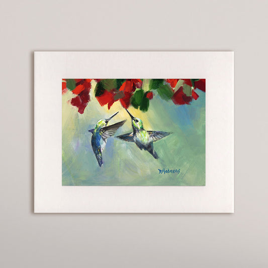 Two Hummingbirds- Matted Print
