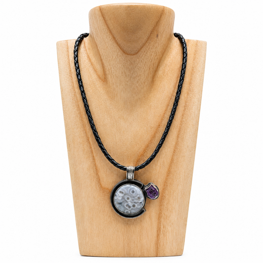 VS197 Pendant -Ocean Jasper and Amethyst (no Chain)