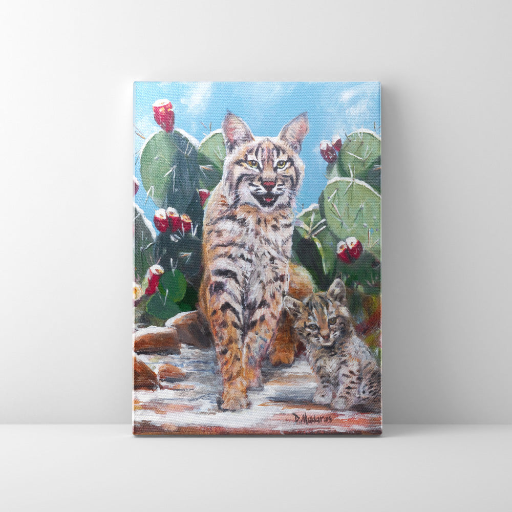 Wildcat Family in Snow- Canvas