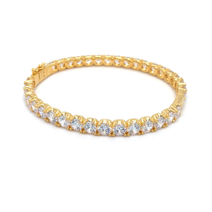18 KGP Round 5mm Solitaire Eternity Bangle with Double Security Clasp by Bling