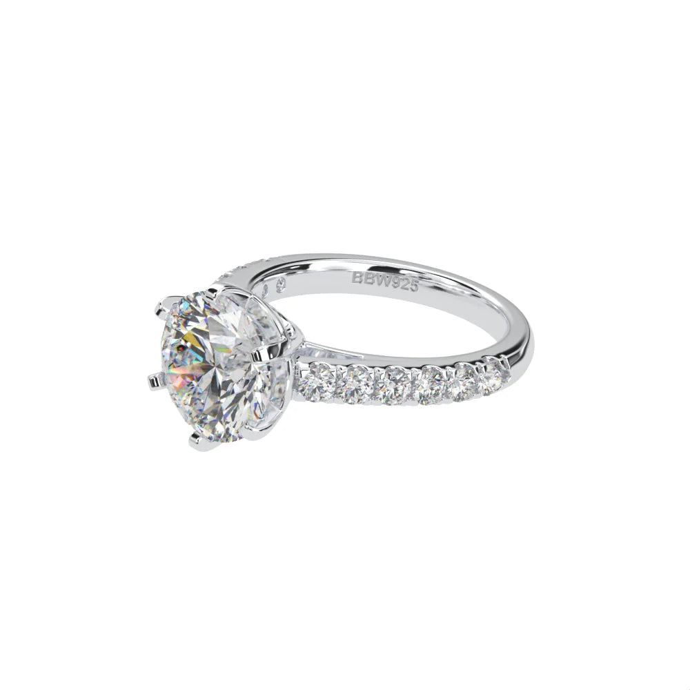 *NEW COUTURE COLLECTION Sterling Silver Solitaire Round Couture 6 Prong 10mm Ring by Bling