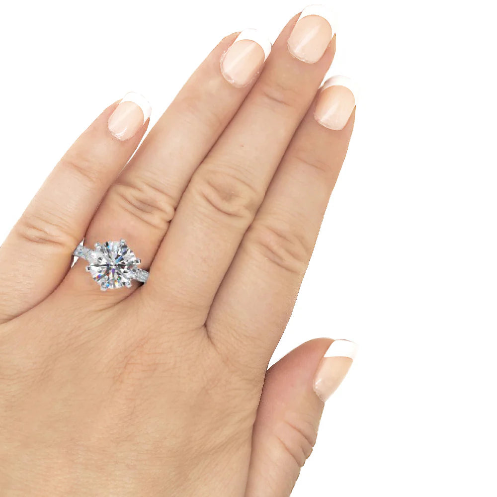 *NEW COUTURE COLLECTION Sterling Silver Solitaire Round Couture 6 Prong 10mm Ring by Bling