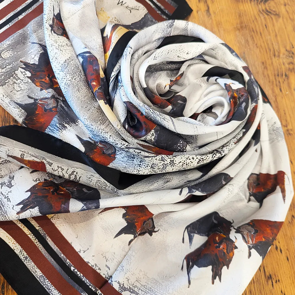 Bison- 100% Silk Scarf
