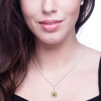 Sterling Fancy Light Yellow Asscher Cut Pendant on 18" Sterling Silver 1.1mm Round Wheat Chain by Bling