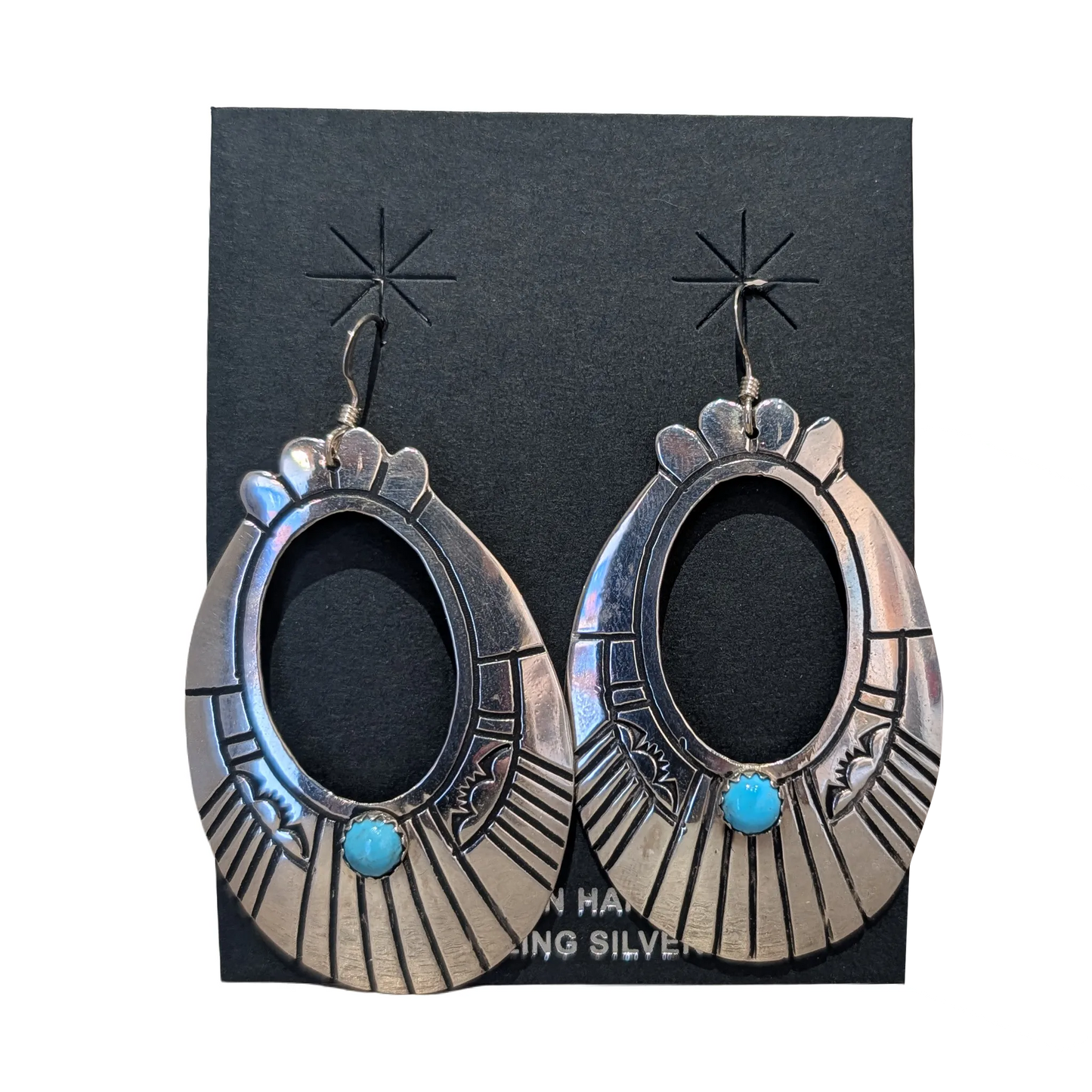 T&R Singer Sterling Silver Turquoise Hoop Earrings