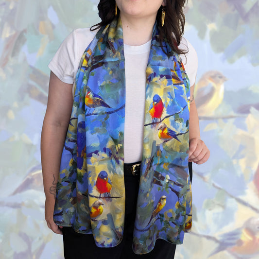 Five Birds- 100% Silk Scarf