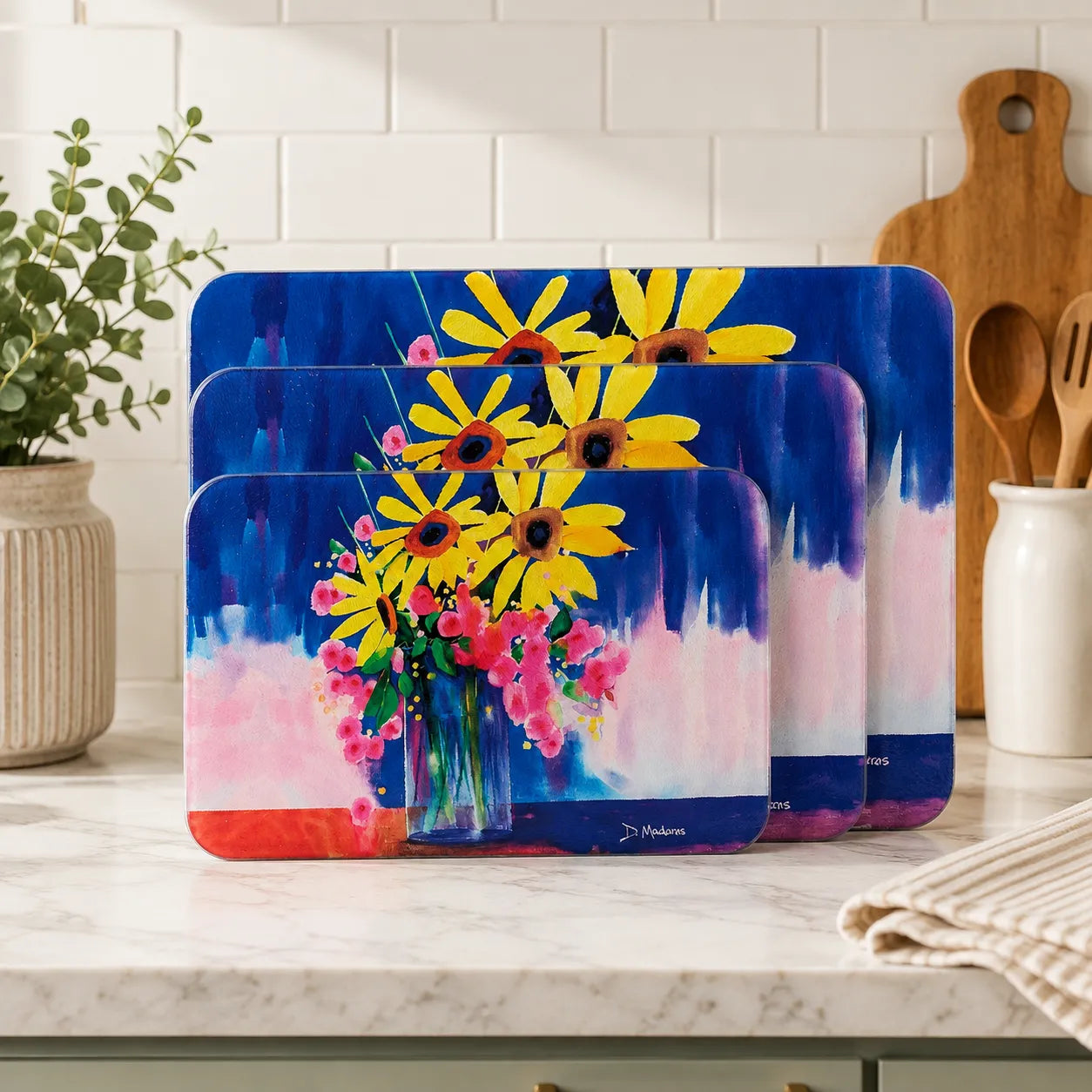 Joy in Bloom - Glass Cutting Board