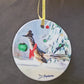 Roadrunner in Snow - Ceramic Ornament