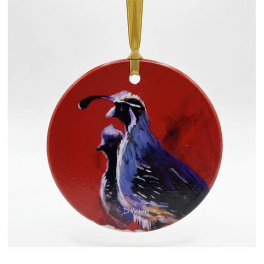 2 Quail- Ceramic Ornament