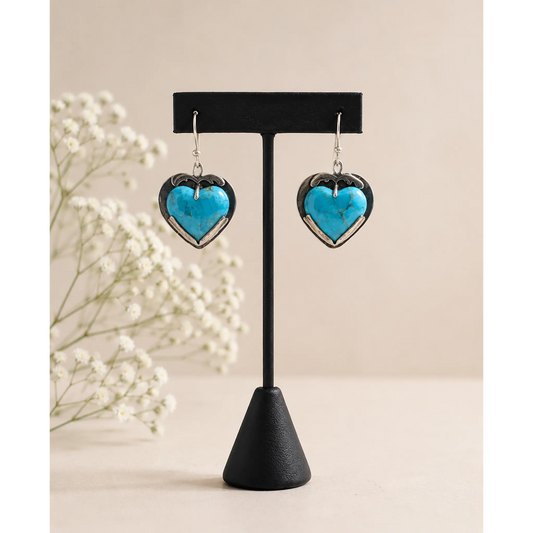 VS145 Earrings – “Hearts a flutter” Kingman Turquoise by Valerie Smith
