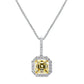 Sterling Fancy Light Yellow Asscher Cut Pendant on 18" Sterling Silver 1.1mm Round Wheat Chain by Bling