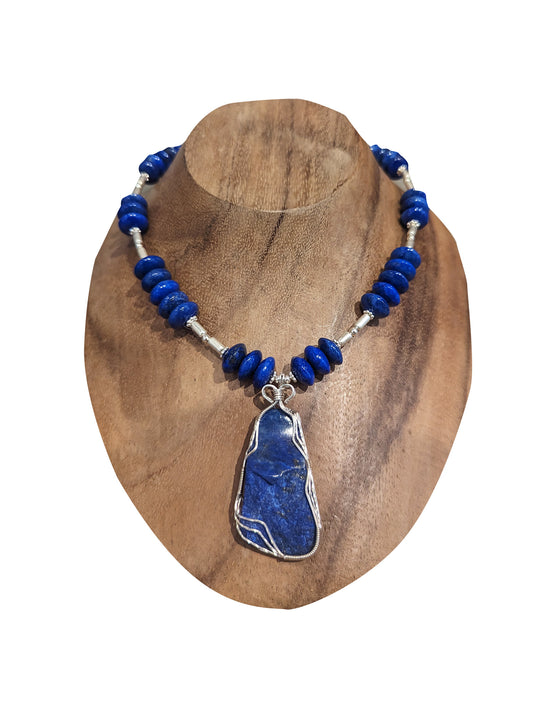 Lapis, Silver Necklace by Eagle's Heart Designs #1408