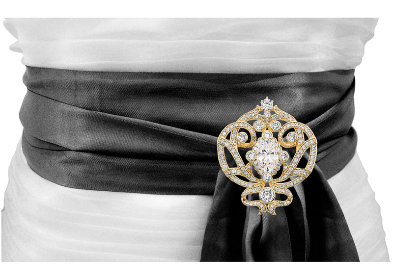 18 KGP Ornate Regal Brooch by Bling