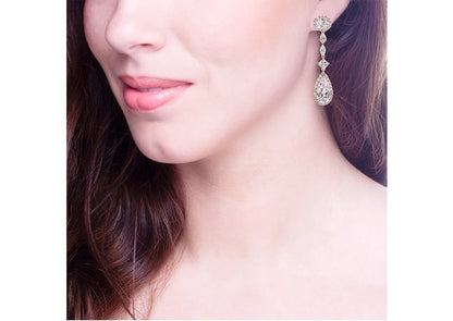 18 KGP Rose Gold Clear Regal Teardrops by Bling