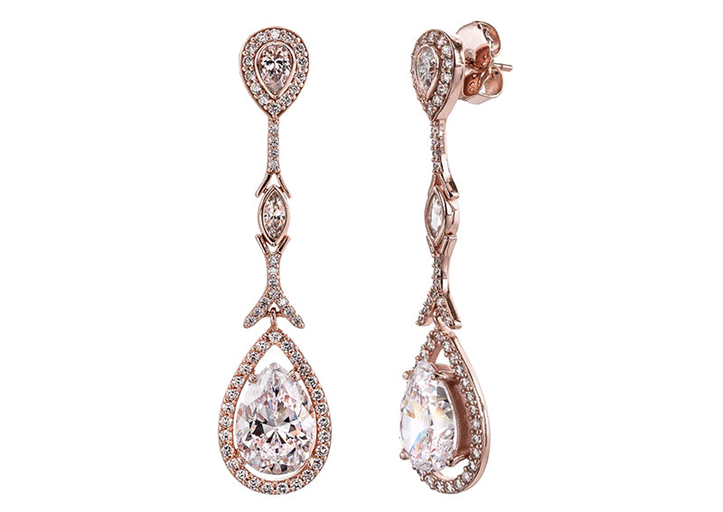 18 KGP Rose Gold Couture Teardrops with Pear Shaped Post by Bling