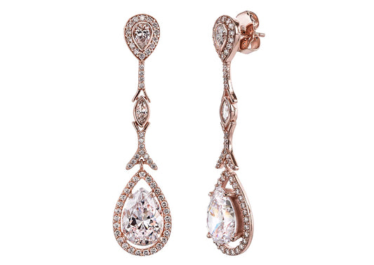 18 KGP Rose Gold Couture Teardrops with Pear Shaped Post by Bling