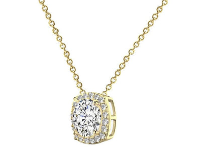 18 KGP 3 Carat Cushion Cut Floating Necklace with Halo by Bling