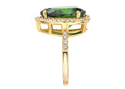 18 KGP 4 Carat Emerald Hued Pear Shaped Ring by Bling