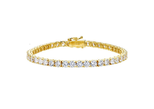 18 KGP 4mm Classic Tennis Bracelet with Double Security Clasp by Bling