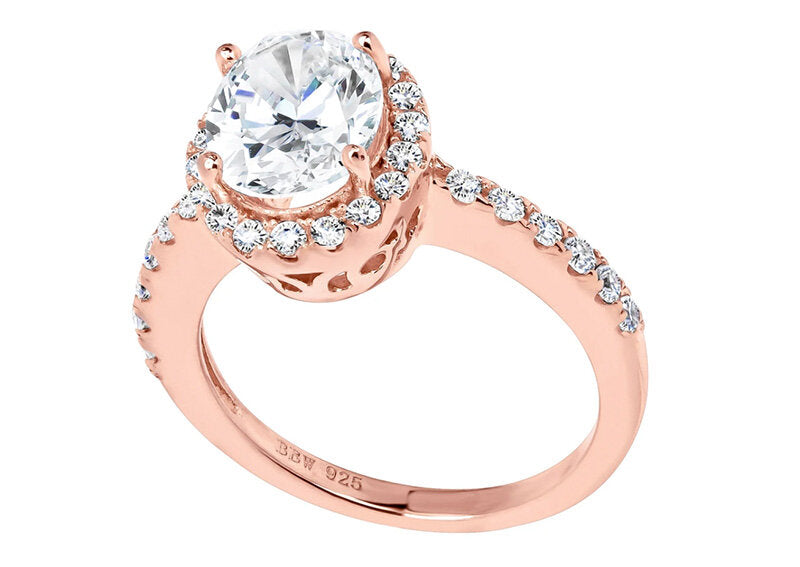 18 KGP Rose Gold 2.5 Carat Oval Ring by Bling