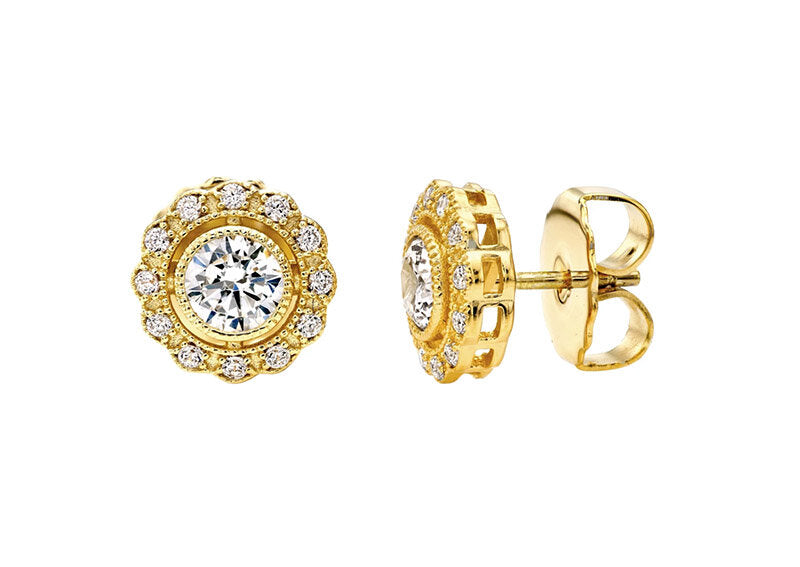 18 KGP Round Vintage Lace Studs by Bling