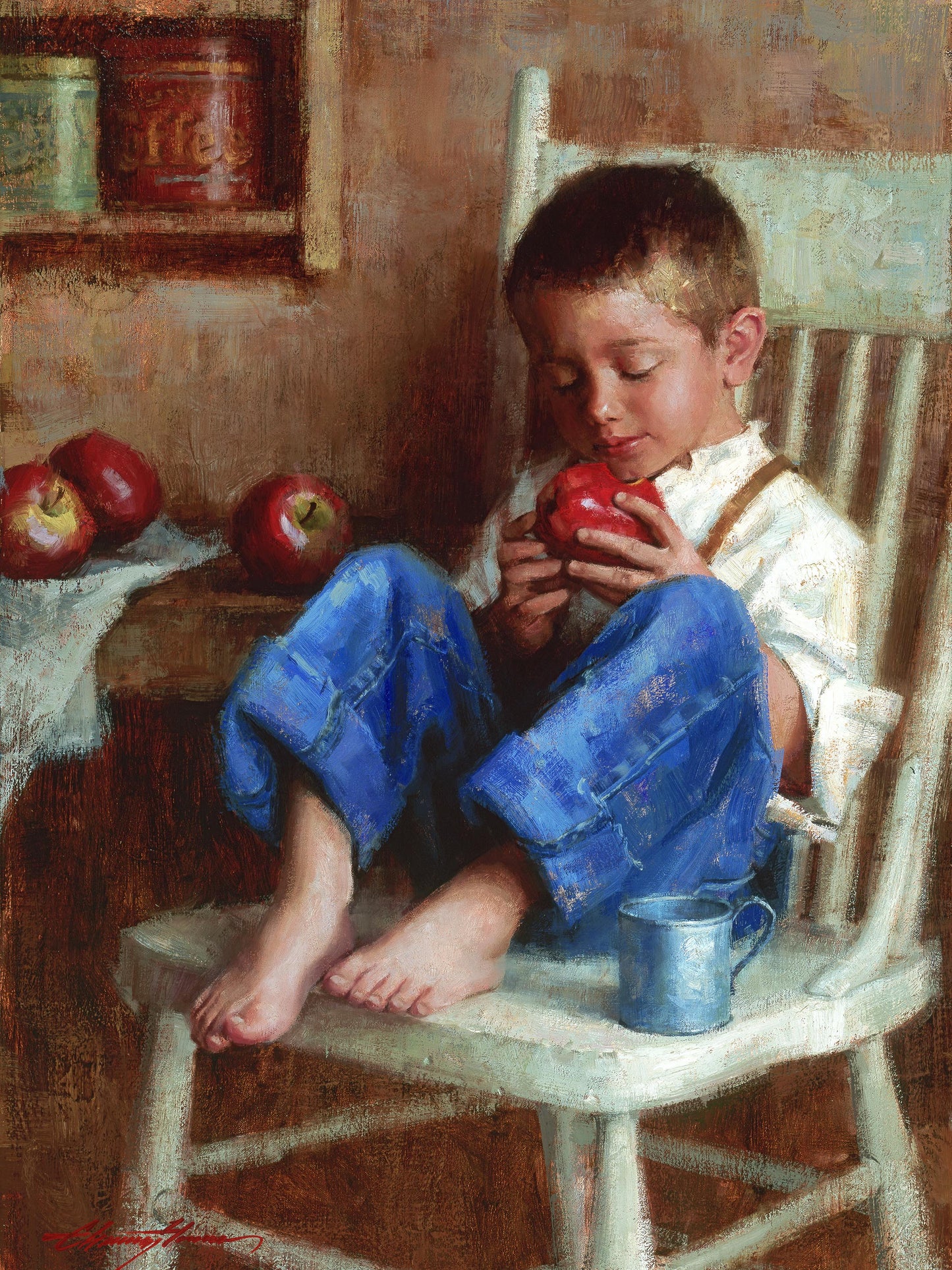 Apple and a Tin Cup by Chauncey Homer- Canvas Giclée