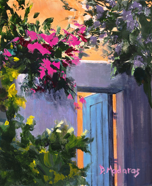 Bougainvillea by the Blue Door- Matted Print