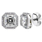 Sterling Silver 3 Carat Clear Asscher Cut Studs with Halo by Bling