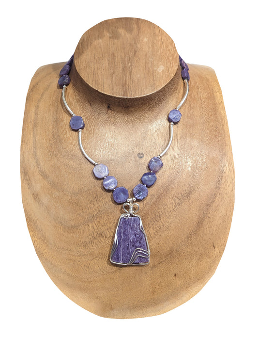 Charoite, Silver Necklace by Eagle's Heart Designs #1406