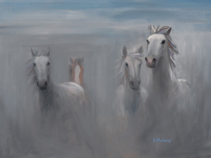 Horses in the Mist- Matted Print