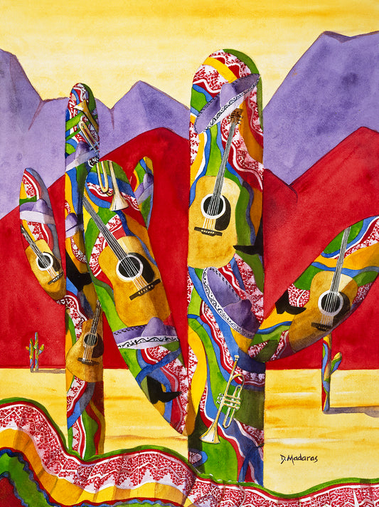 Mariachi Saguaros- Matted Print