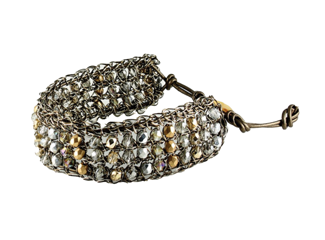 CVT659 Crocheted Mixed Glass Beads Bracelet by Studio Jere